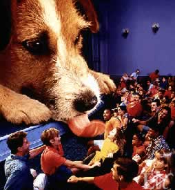 Promotional shot showing a giant Quark coming in towards the audience - not exactly as it is in the attraction